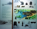 Стенд в Национальном музее Кёнджу. Надпись гласит:  "Пруд Анапчи